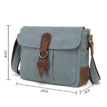 Load image into Gallery viewer, Canvas Shoulder Bag w/ Leather Trim - Blue