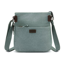 Load image into Gallery viewer, Crossbody Canvas Bag w/ Leather Trim -Turquoise
