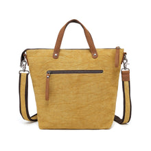 Load image into Gallery viewer, Dyed Cotton/Linen Bag w/ Leather Trim -Blue