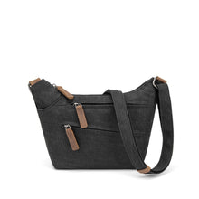 Load image into Gallery viewer, Half Moon Cotton Shoulder Bag - Black (DaVan)
