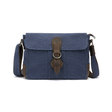 Load image into Gallery viewer, Canvas Shoulder Bag w/ Leather Trim - Blue
