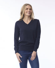 Load image into Gallery viewer, Knit Cotton V Jumper - Navy (Orientique)
