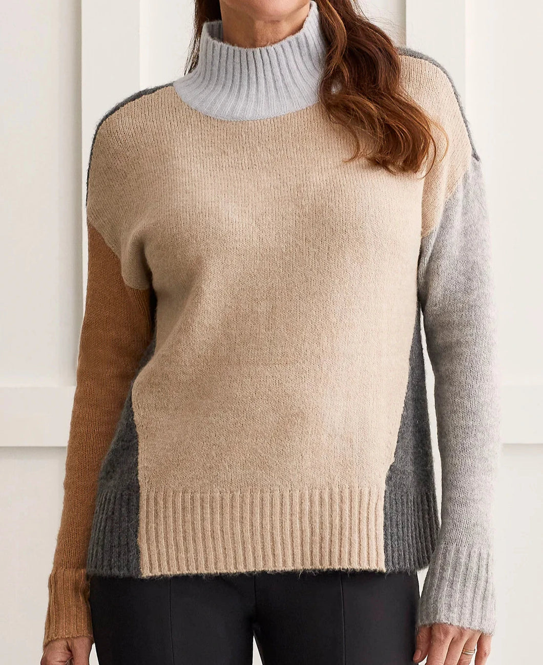 Colourblock Turtleneck - Walnut (Tribal)