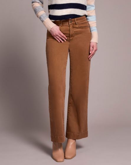 Fly Front Wide Leg Pant - Walnut (Tribal)