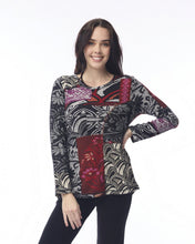 Load image into Gallery viewer, Giza Patch Top - Grey/Red Mix (Orientique)
