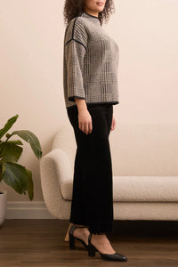 Fuzzy Houndstooth 3/4 Top - Sandstone (Tribal)
