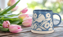 Load image into Gallery viewer, Oversized Leaves &amp; Birds Mug - Blue
