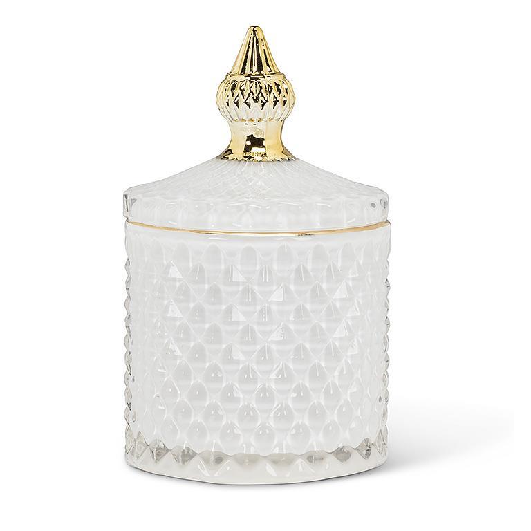 Quilted Covered Jar - white