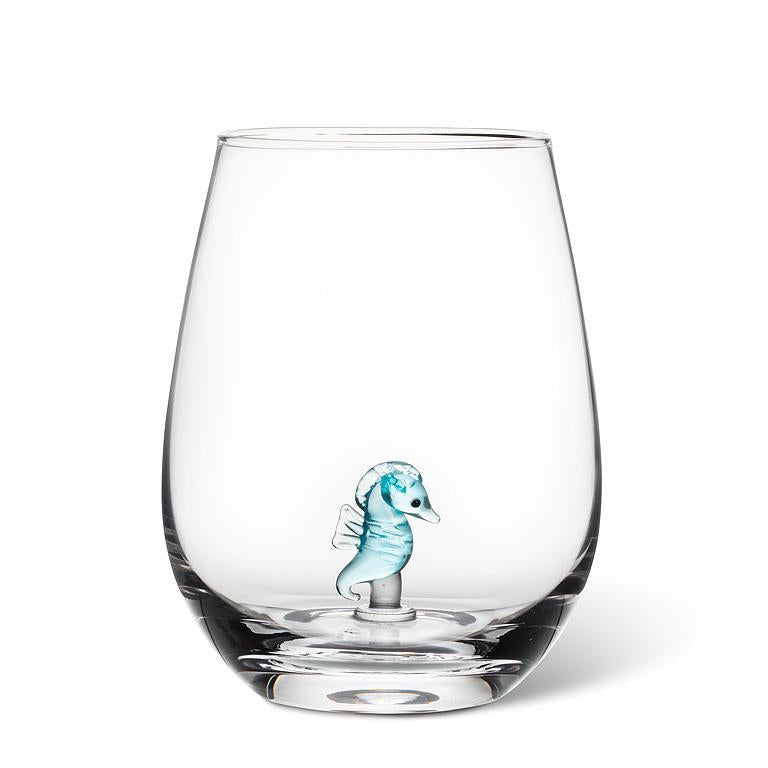 Seahorse Stemless Wine Glass