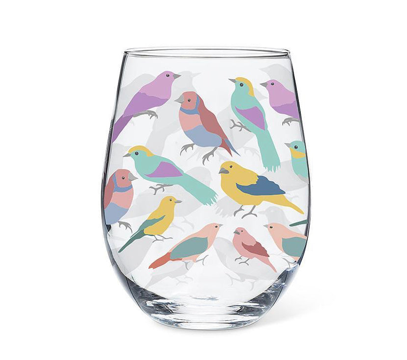 Pastel Birds Wine Glass