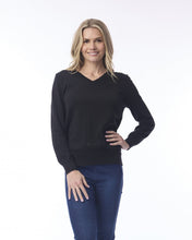 Load image into Gallery viewer, Knit Cotton V Jumper - Black (Orientique)
