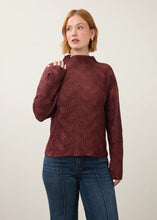 Load image into Gallery viewer, Two-Tone Cotton Funnel Neck Sweater - Fig/Blush (FDJ)
