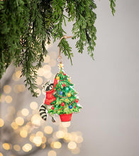 Load image into Gallery viewer, Raccoon &amp; Christmas Tree Metal Ornament
