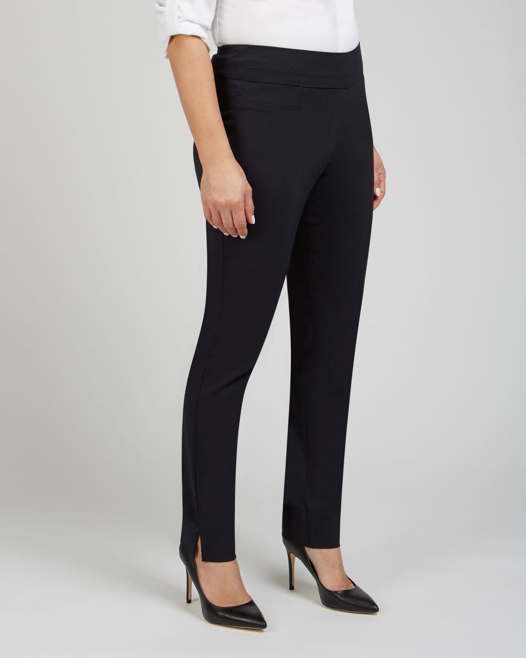 Slim Leg Pull On Pant - Black (Renuar)