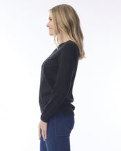 Load image into Gallery viewer, Knit Cotton V Jumper - Black (Orientique)

