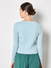 Load image into Gallery viewer, Ribbed Scallop Hem Cardigan - Blue (Apricot)
