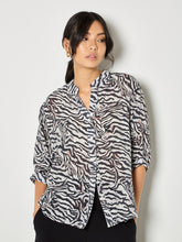 Load image into Gallery viewer, Zebra Oversized Semi-Sheer Blouse (Apricot)
