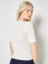 Load image into Gallery viewer, Square Stripe Cut Cardigan - White (Apricot

