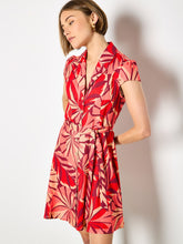 Load image into Gallery viewer, Layered Tropical Button Dress - Red (Apricot)
