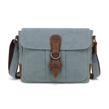 Load image into Gallery viewer, Canvas Shoulder Bag w/ Leather Trim -Turquoise (DaVan)
