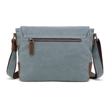 Load image into Gallery viewer, Canvas Shoulder Bag w/ Leather Trim - Blue
