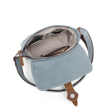 Load image into Gallery viewer, Canvas Shoulder Bag w/ Leather Trim -Turquoise (DaVan)
