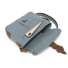 Load image into Gallery viewer, Canvas Shoulder Bag w/ Leather Trim - Blue
