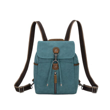 Load image into Gallery viewer, Canvas Multifunctional Bag/Backpack w/ Leather Trim - Teal
