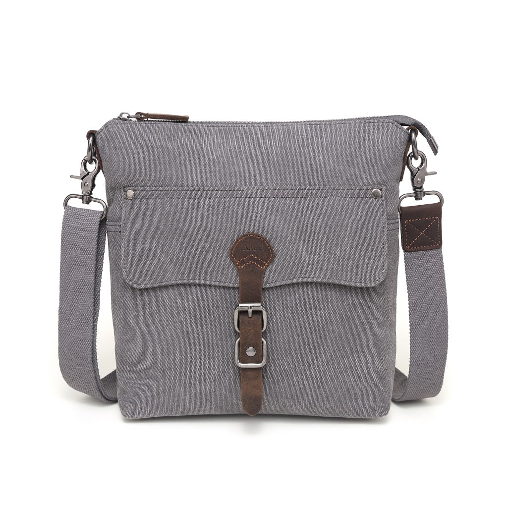Canvas Front Buckle Crossbody - Charcoal