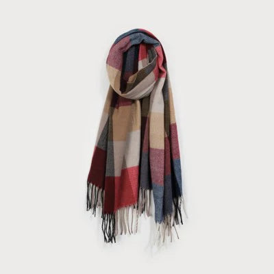 Big Plaid Scarf - Bordeaux Navy Mix (Caracol)