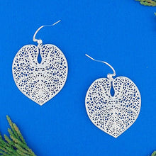 Load image into Gallery viewer, Filigree Leaf Earrings - Silver
