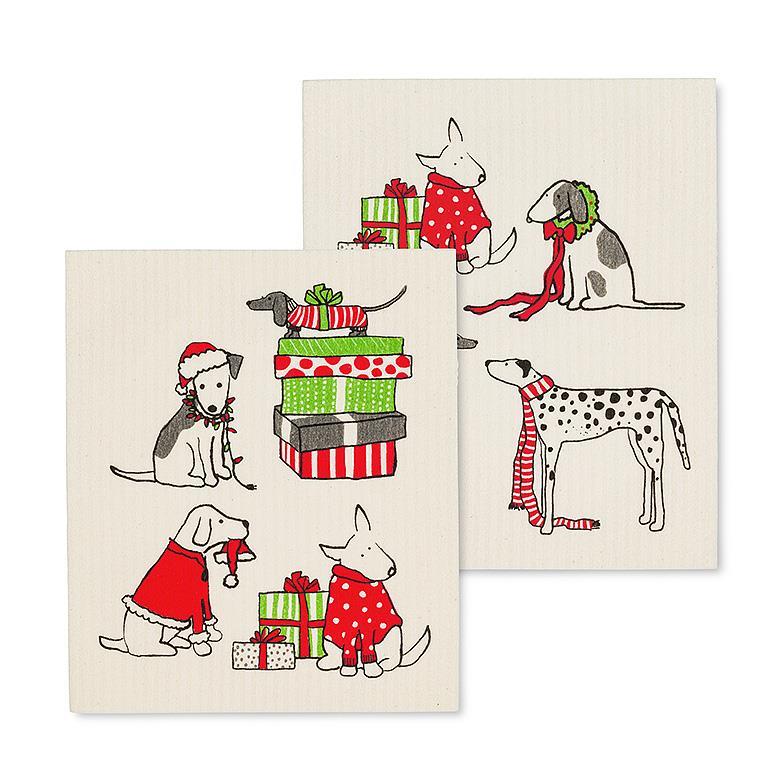 Holiday Dogs S/2 Swedish Dishcloths