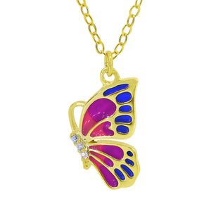Butterfly Enamel Necklace gold plated