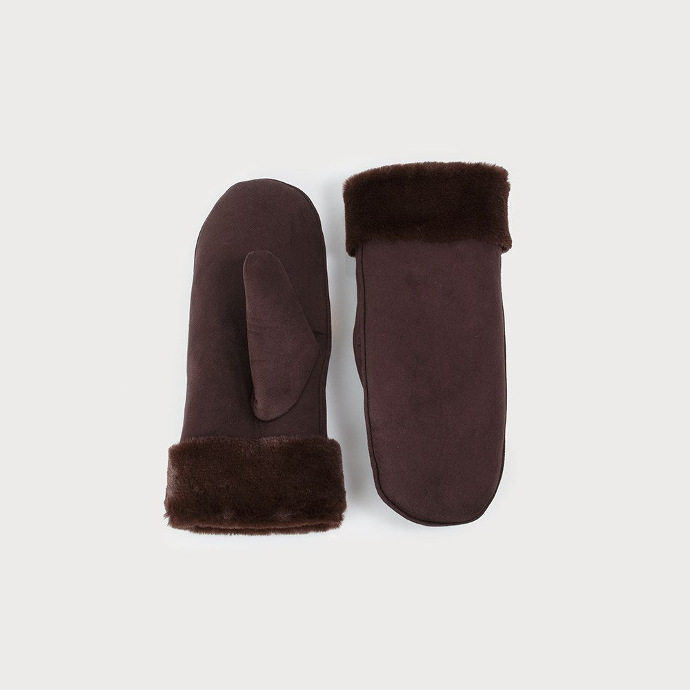 Faux Fur Cuff Mitt - Brown (caracol)