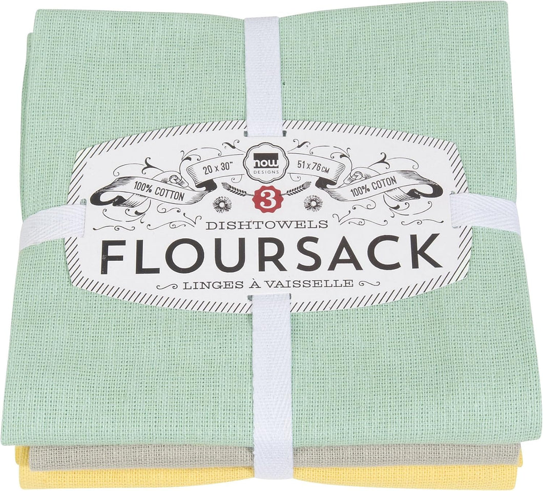 Floursack S/3 Tea Towels - Zest/Moon/Jade
