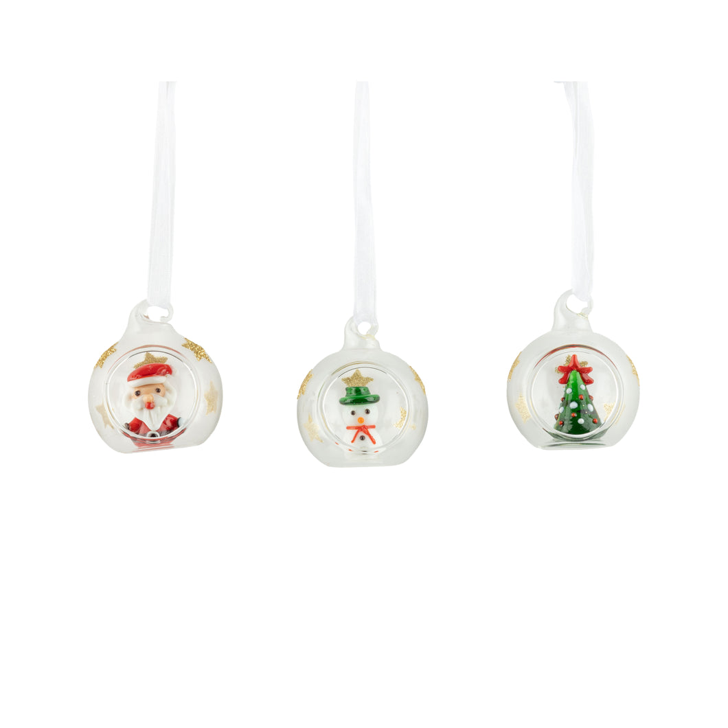 Mini Glass Globe Ornaments - 3 Assorted