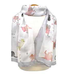 Watercolour Cats Scarf