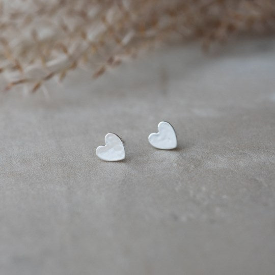 Amado Heart Studs - Silver Plate