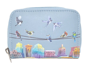 Birds on a Wire Change Pouch - Blue