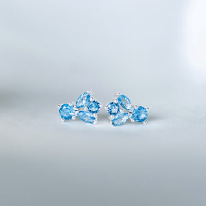 Deco Studs - Silver Plate/Blue