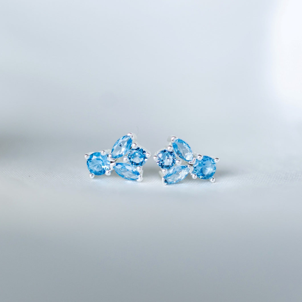 Deco Studs - Silver Plate/Blue