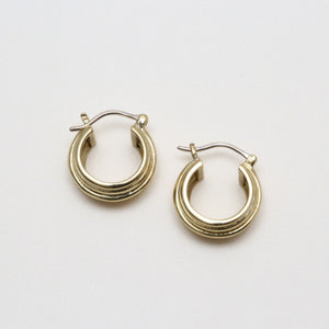 Brienne Wide Ribbed Hoop - Electroplate Gold (Bambu)