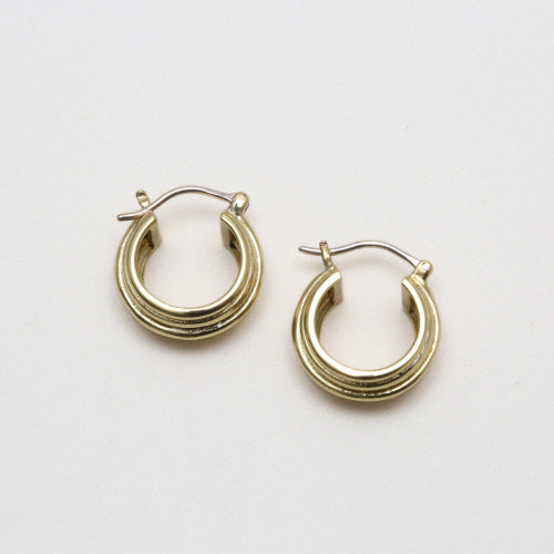 Brienne Wide Ribbed Hoop - Electroplate Gold (Bambu)