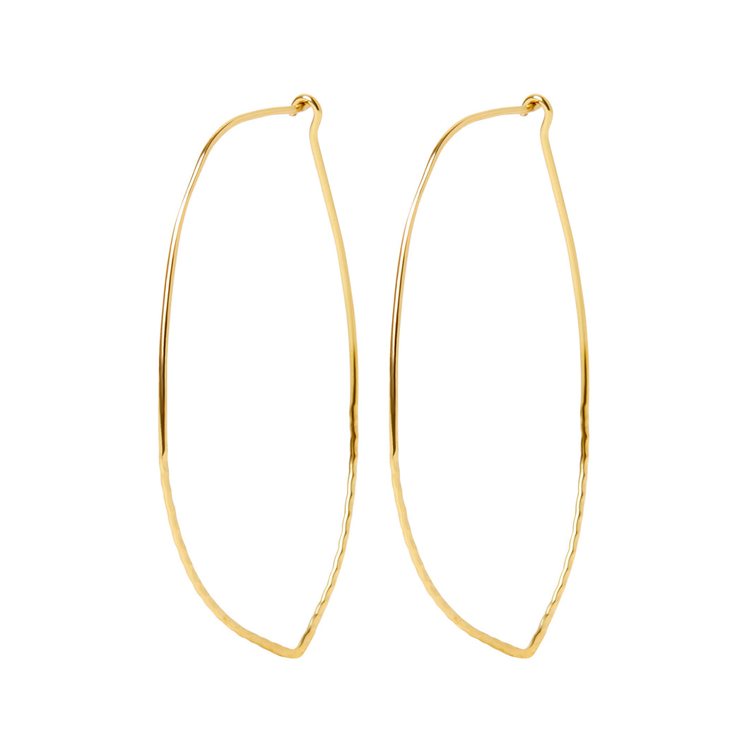 Indira Elongated Gold Hoop (Bambu)