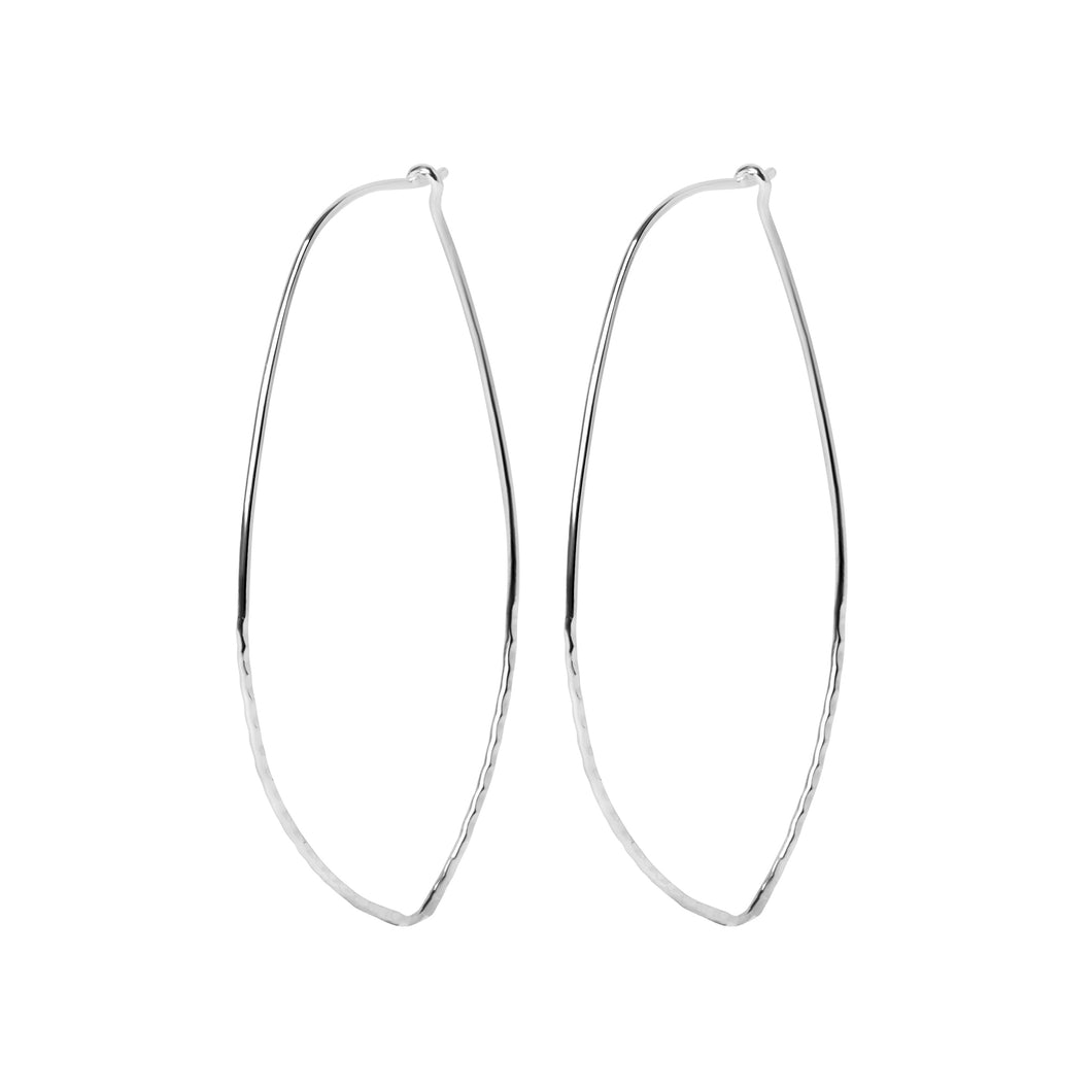 Indira Elongated Silver Hoop (Bambu)