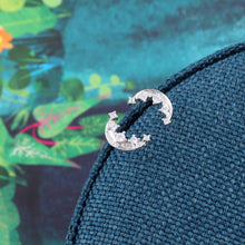 Load image into Gallery viewer, Crystal Edge Moon Stud - Silver
