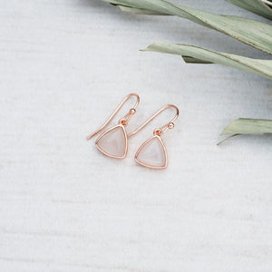 Elsie Triangle Earrings - Rose Gold Plated/Wht. Moonstone