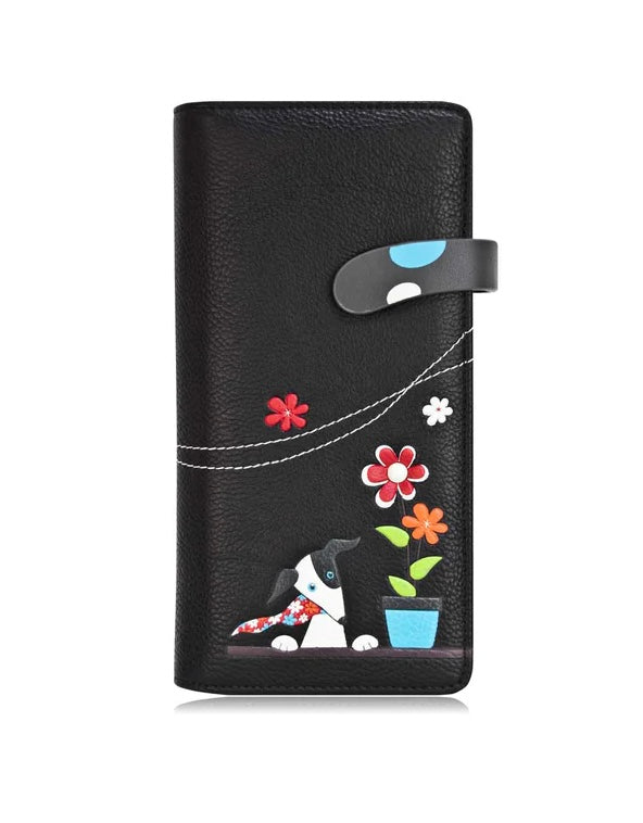 Espe Scruffy Pup Long Wallet - Black