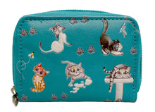 Load image into Gallery viewer, Playful Cats Coin Pouch - Teal
