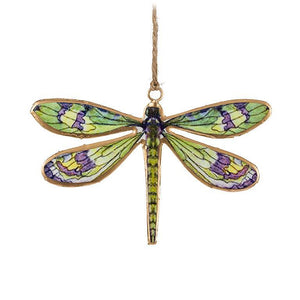 Metal Dragonfly Ornament - Green/Purple
